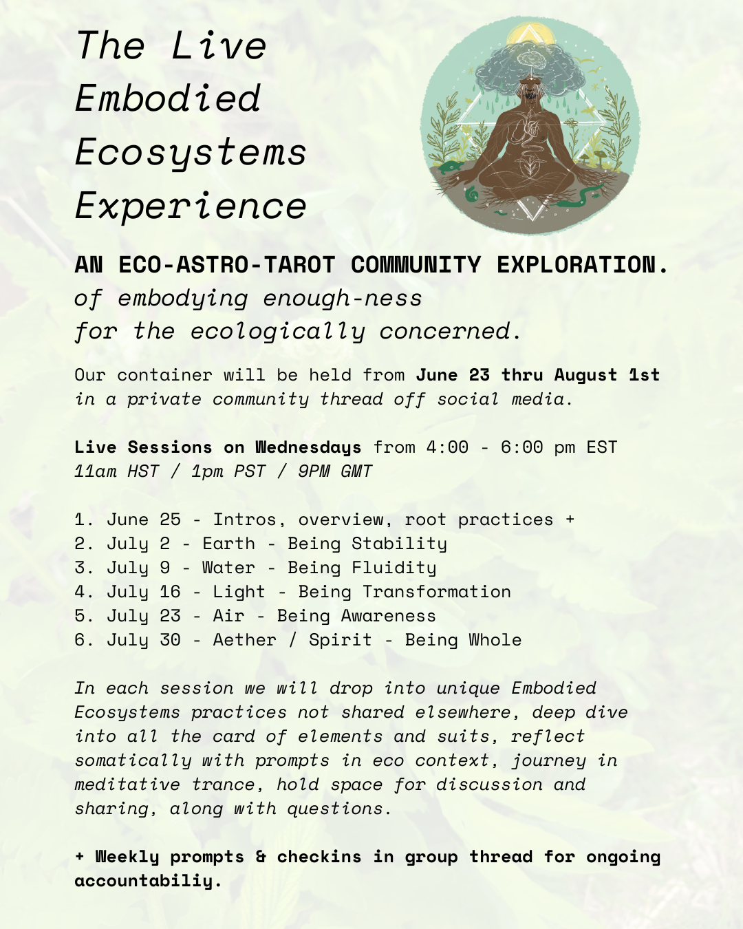 The LIVE Embodied Ecosystems Experience (EEE) Community Eco-Tarot Exploration