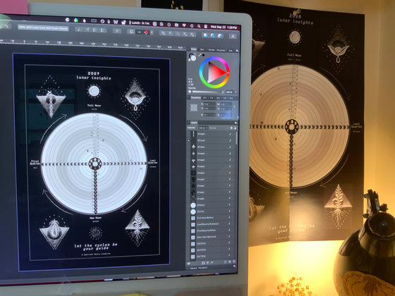 {PRE-ORDER} 2027 Lunar Cycle Insights Interactive Wall Poster - Moon Cycle Calendar