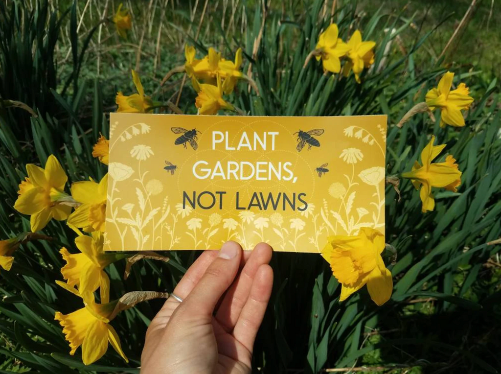 Wholesale – Plant Gardens Not Lawns - Vinyl Bumper Sticker - Cyclical Roots & Cycles Journal – Healing tools & grounding guides for self-awareness & collective wellbeing