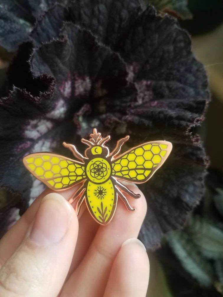 Honeybee Hard Enamel Pin - Cyclical Roots & Cycles Journal – Healing tools & grounding guides for self-awareness & collective wellbeing