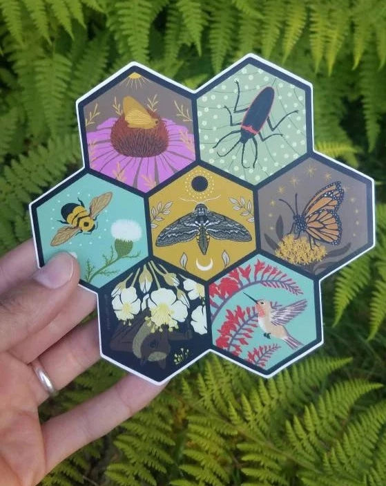 Vinyl Sticker: Endangered Pollinator Series / Large Bumper Sticker - Cyclical Roots & Cycles Journal – Healing tools & grounding guides for self-awareness & collective wellbeing