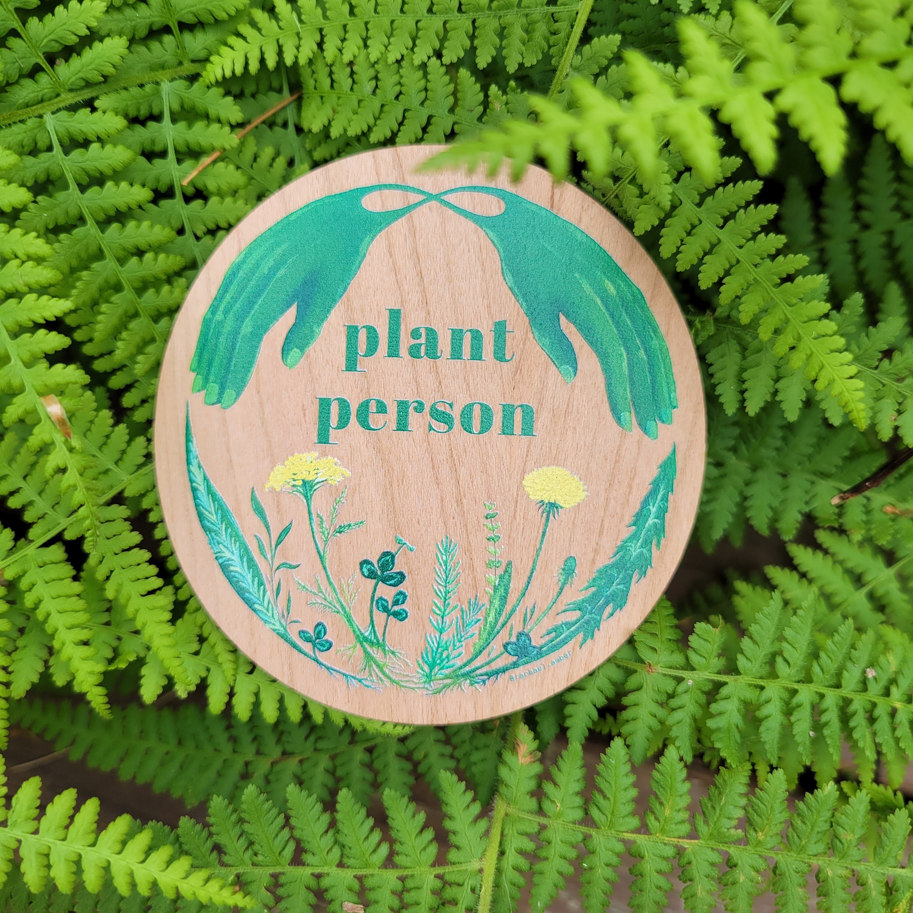 Colorful wooden sticker - plant person