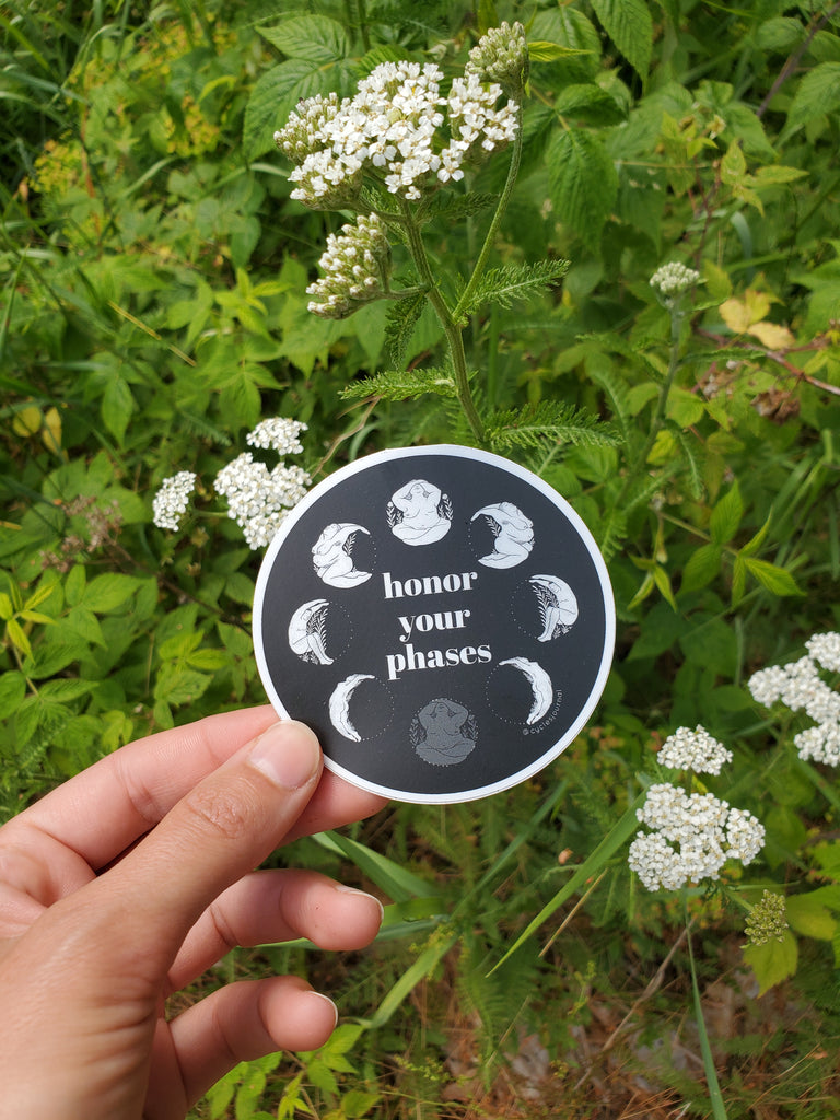 Wholesale – Honor Your Phases Vinyl Sticker - Cyclical Roots & Cycles Journal – Healing tools & grounding guides for self-awareness & collective wellbeing