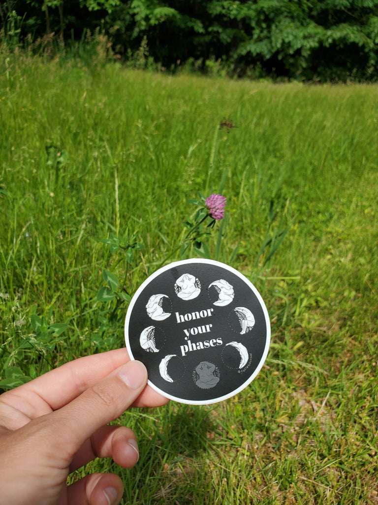 Honor Your Phases Vinyl Sticker - Cyclical Roots & Cycles Journal – Healing tools & grounding guides for self-awareness & collective wellbeing